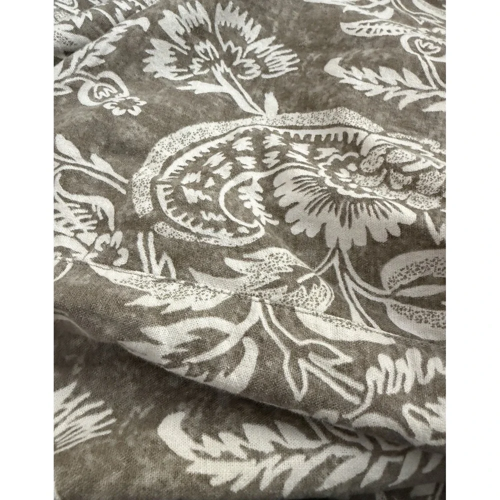 Pottery Barn Alessandra Scroll King Size Duvet Cover Linen Blend Taupe Gray 2015